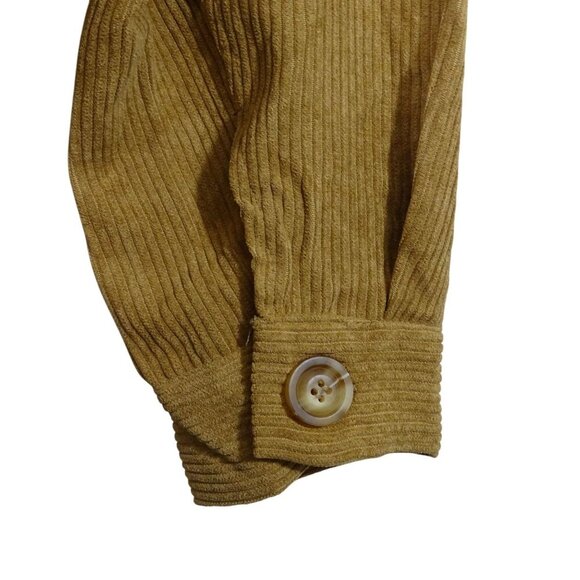 Corduroy Button Up Shirt Jacket Tan Women Size L Long Sleeve Pockets - Picture 3 of 11
